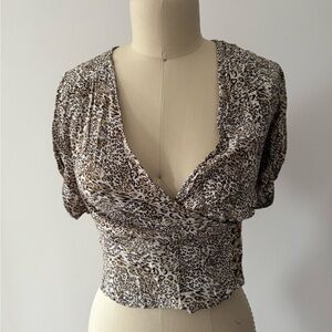 Leopard Print Wrap Top